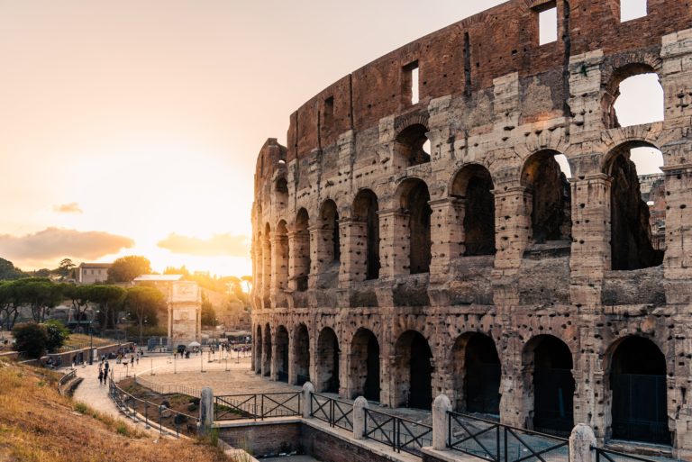 Outdoor view of The Colosseum or Coliseum in Rome